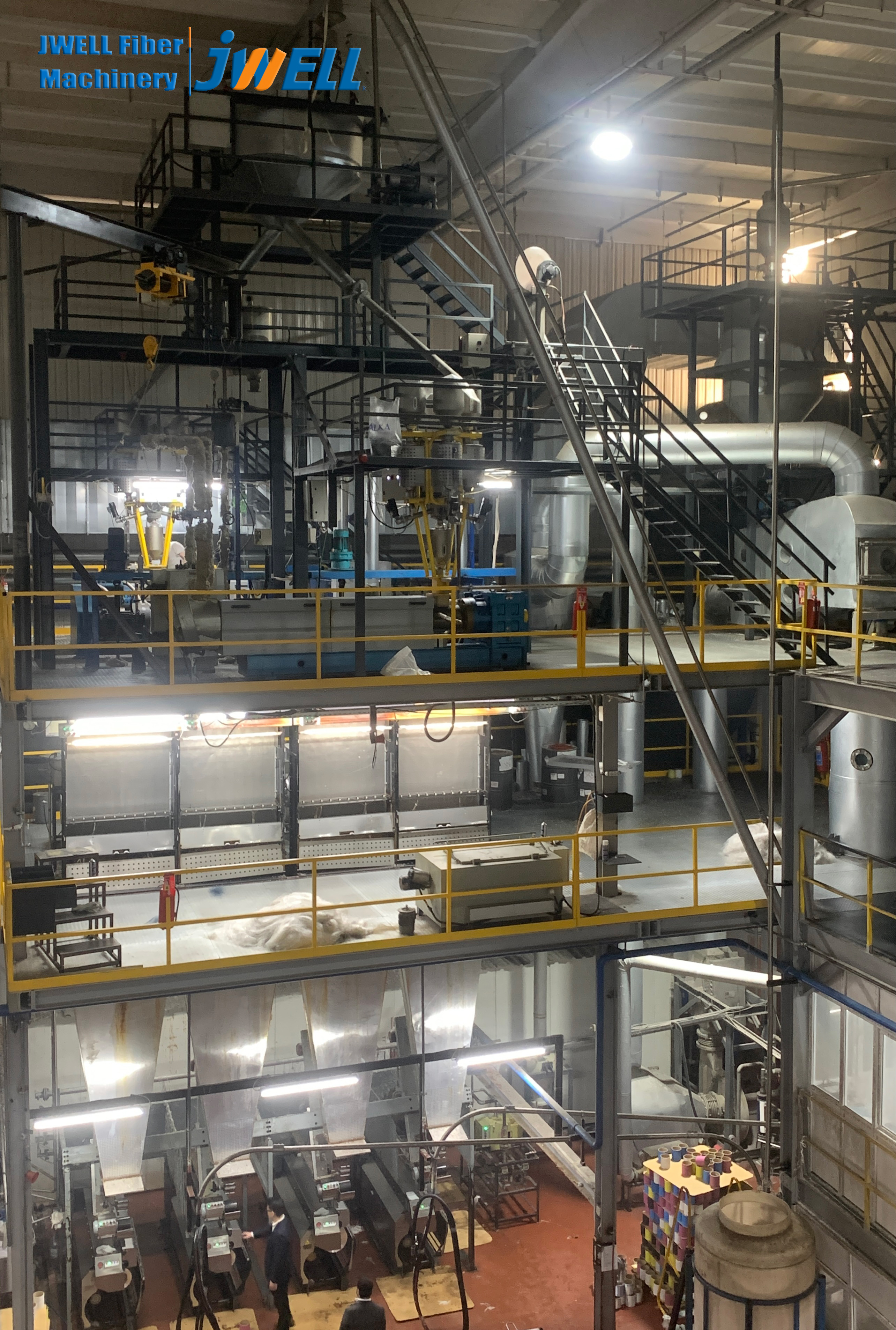 Линия прядения пряжи JWELL PET PA6 из композитного материала POY (сайт клиента)